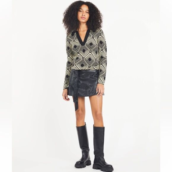 NWT Tanya Taylor Darcy Knit Butter/ Black Wool Large - Picture 14 of 14